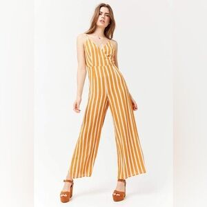 BOGO 🌞 NWT Stripe Surplice Orange White striped romper jumpsuit